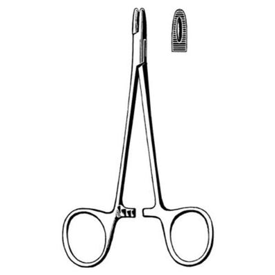 Holder Needle Derf Merit 4-3/4" Serrated w/Groove Straight Stainless Steel Ea